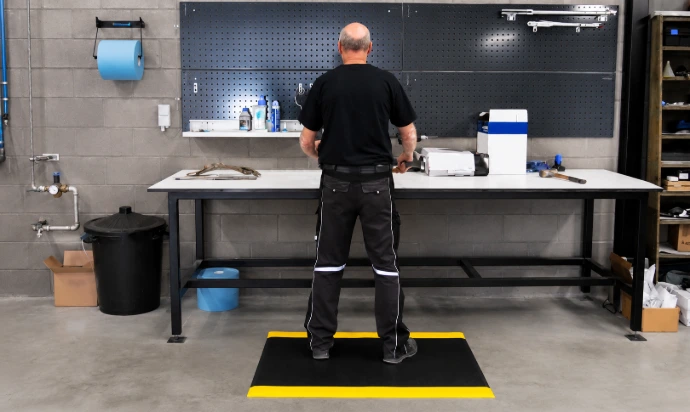 Rebourne W1 anti-fatigue mat in garage