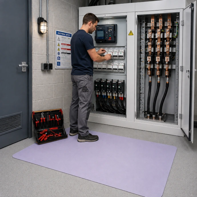 Rebourne E4 mat in front of a switchboard